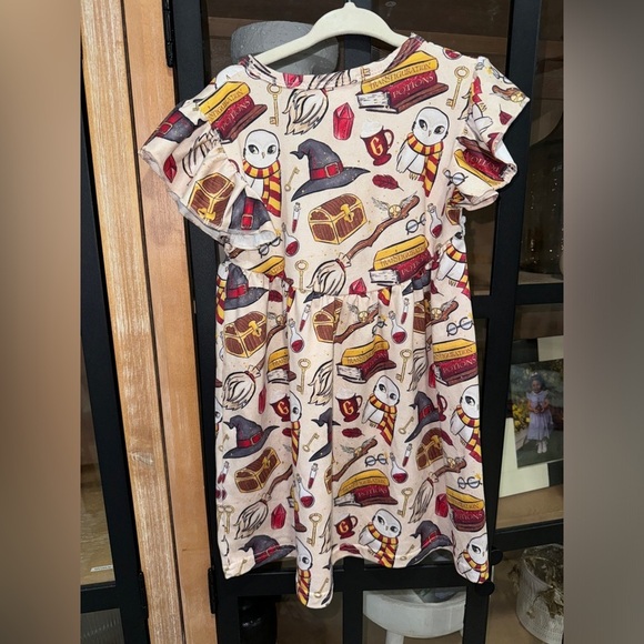 Harry Potter toddler girl dress sorting hat owls scarf golden quidditch print - Picture 3 of 5